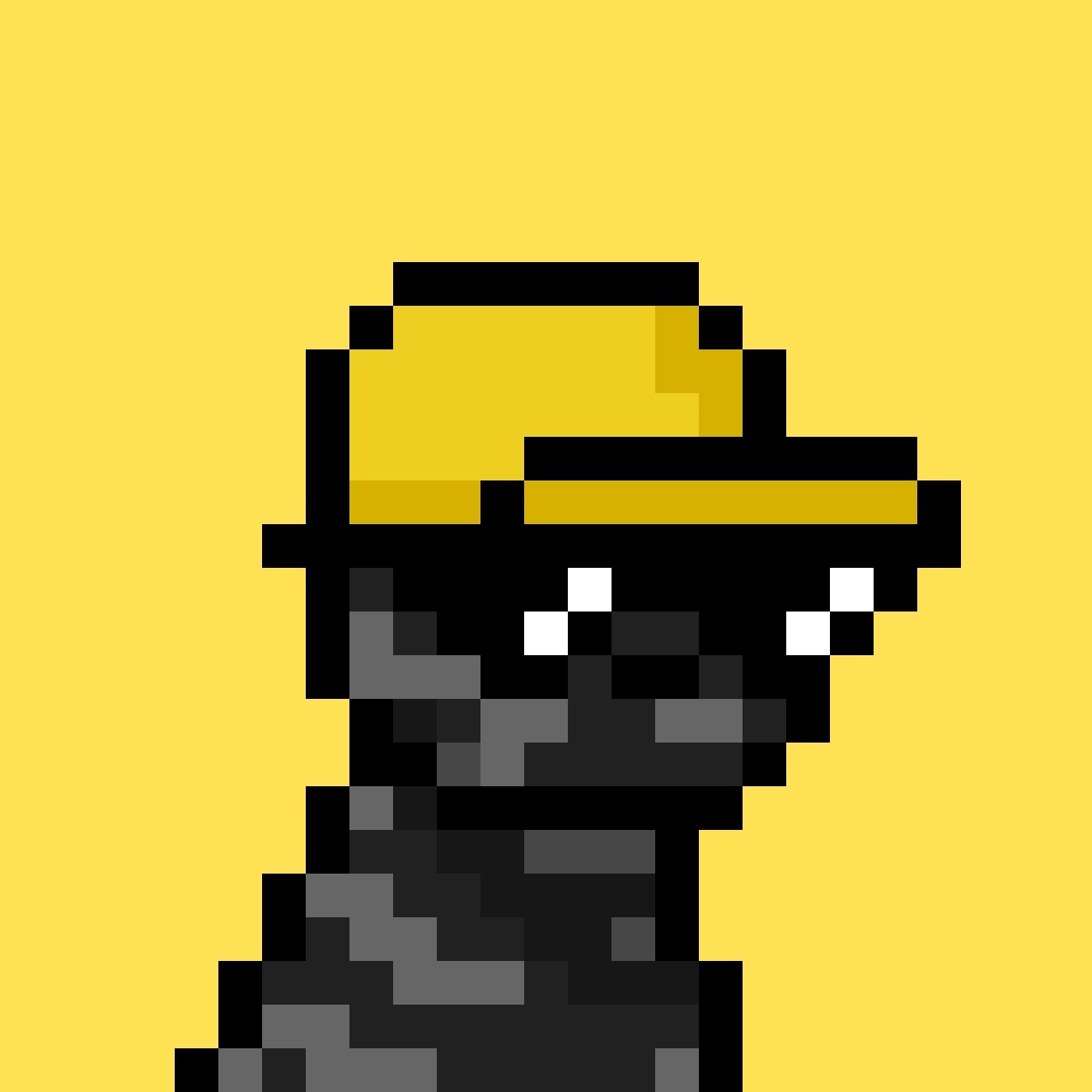 Waffles official pixel profile picture — @wafflesX Official Waffles yellow-background pixel dog in a gold cap